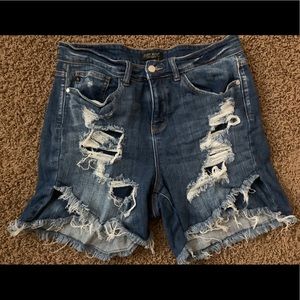 Judy Blue distressed tulip hem shorts
